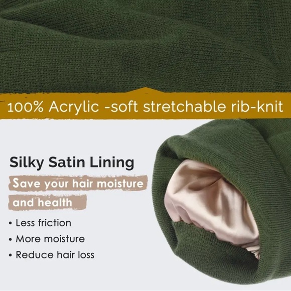 NEW Navy “NY” Satin lined Beanie with (Silver)  Rhinestone Logo - Picture 2 of 4